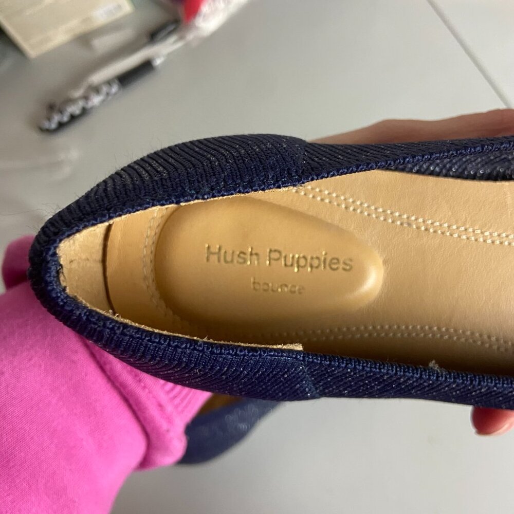 Hush Puppies Bounce Shoes Size 8.5 Sadie Knit Ballet Flat Navy Blue Metallic - Picture 4 of 9